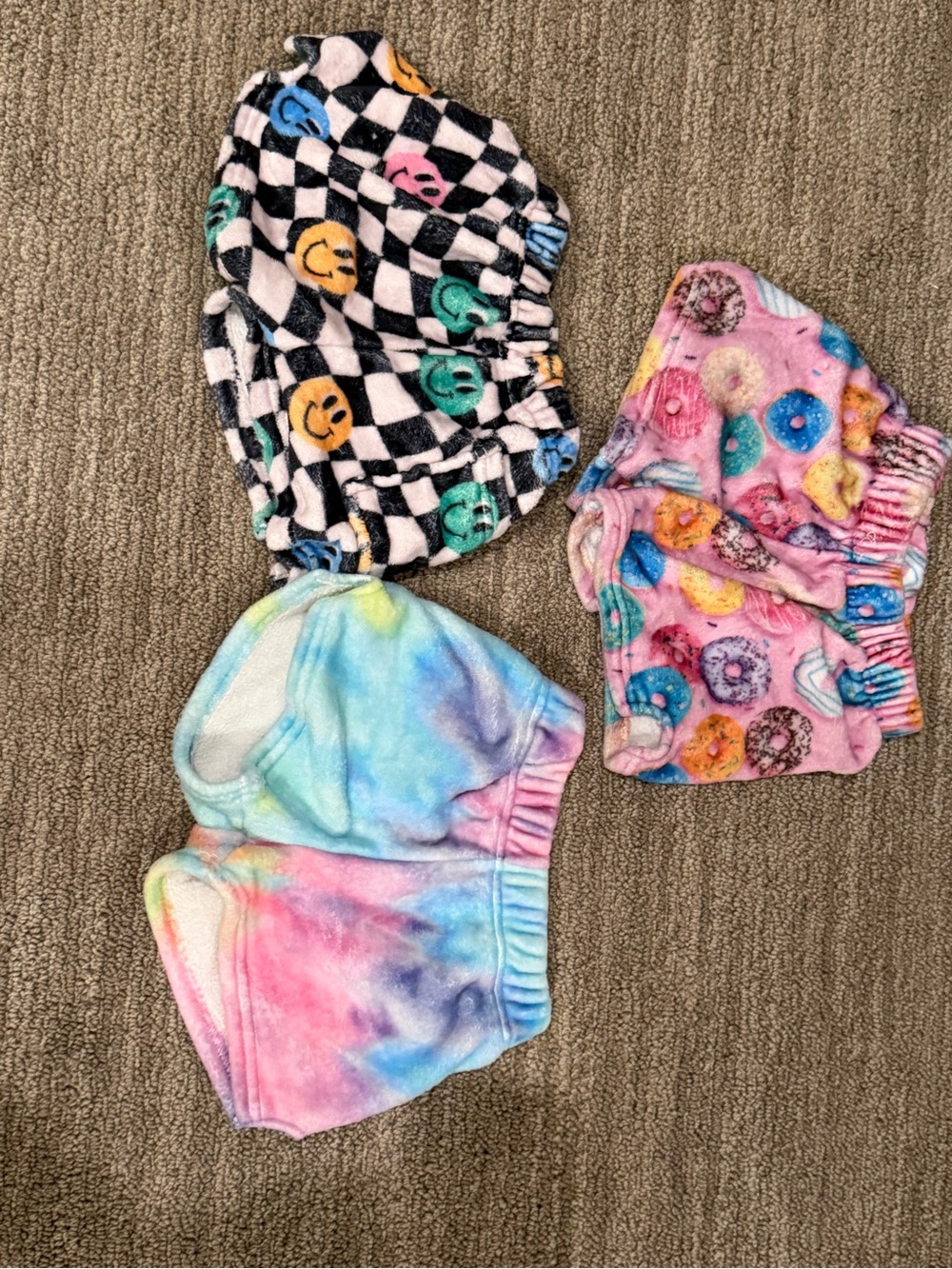 Plush Kids  Shorts - Tie-Dye, Donut & Checker Smiley Styles